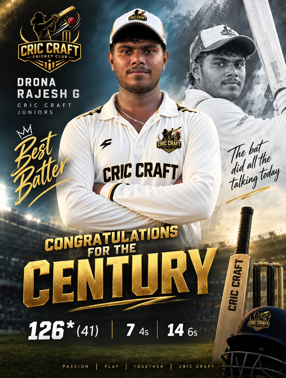 Cric Craft player celebrating a century